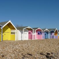 Beautifully painted beach huts
